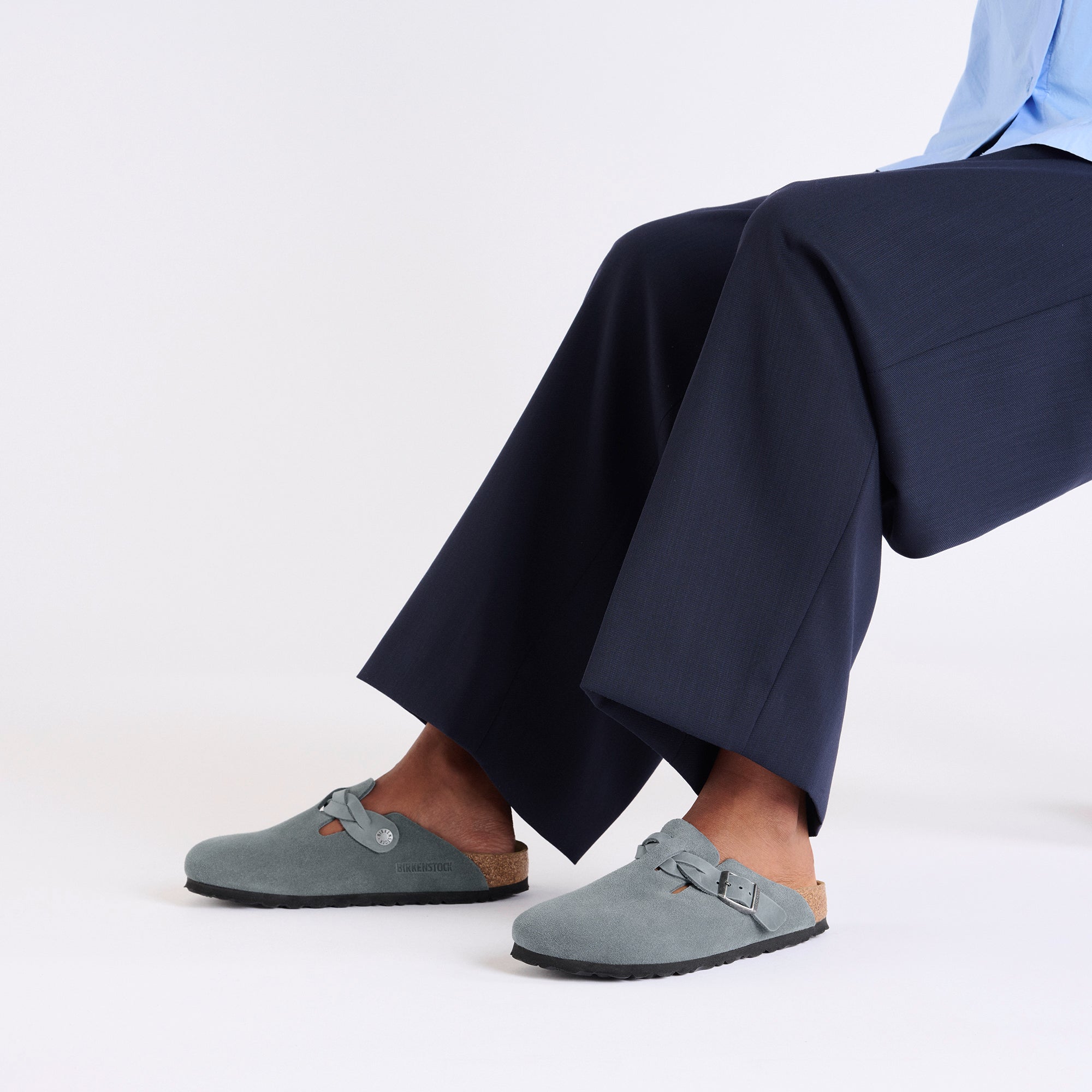 Boston Braided Basalt Grey Suede Leather - Image 4