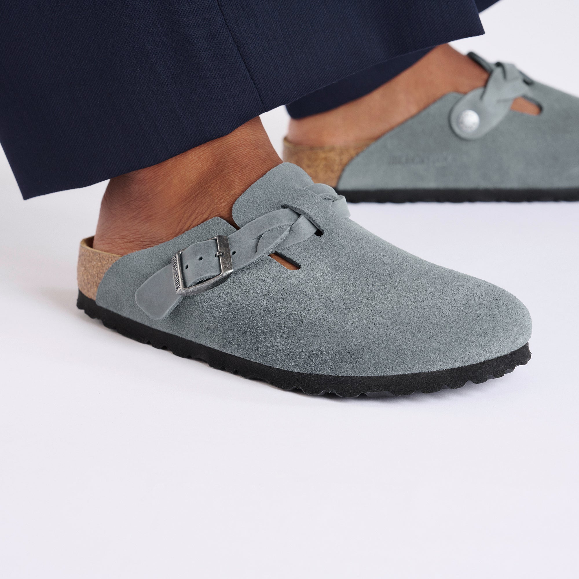 Boston Braided Basalt Grey Suede Leather - Image 5