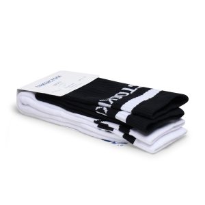 Cotton Crew Stripe Socks 2-Pack Black/White