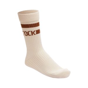 Cotton Crew Stripe Socks Eggshell/Mink