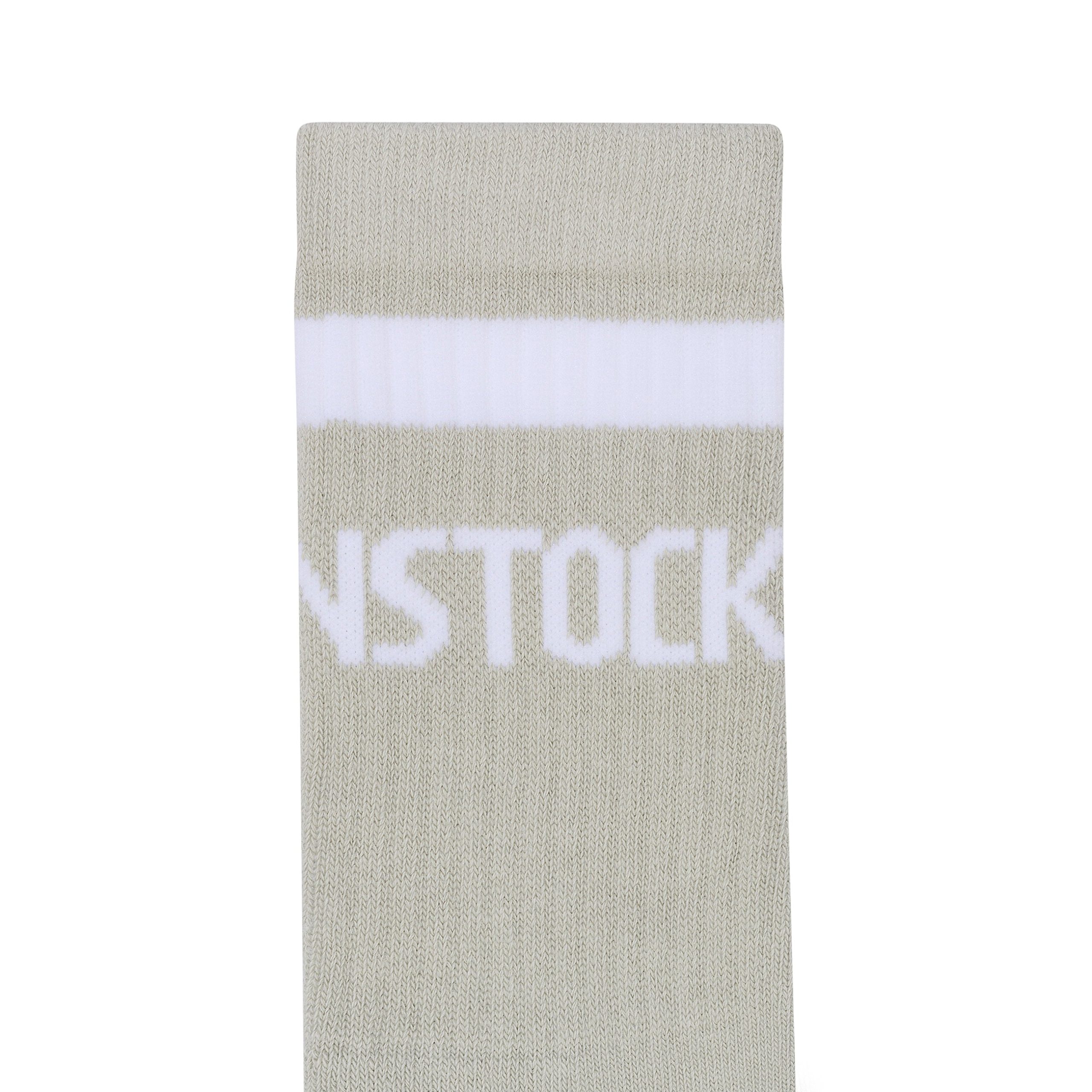 Cotton Crew Stripe Socks Light Grey/White - Image 2