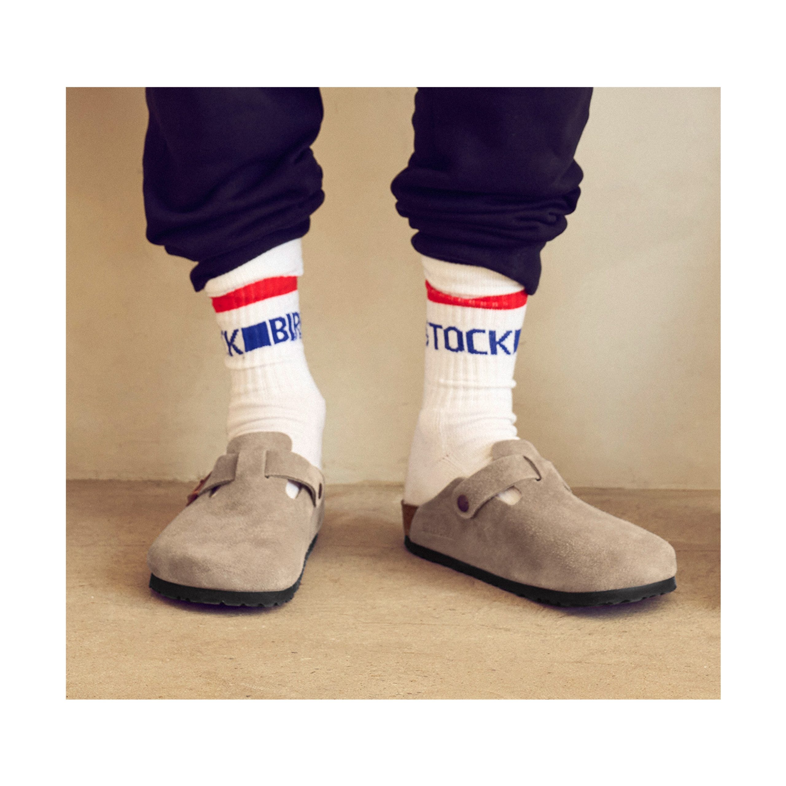 Cotton Crew Stripe Socks Red/Blue - Image 3
