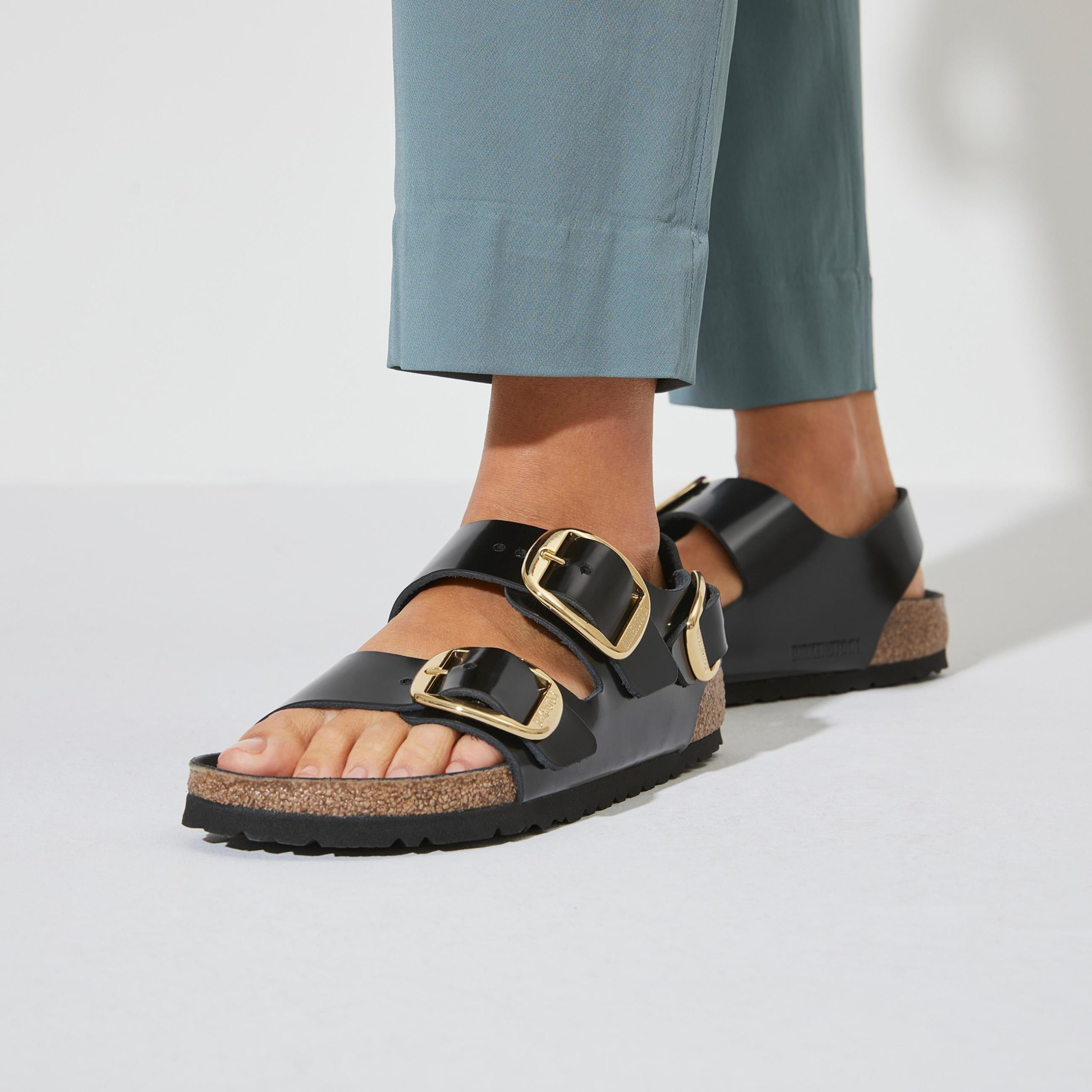 Milano Big Buckle High Shine Black Natural Leather Patent - Image 6