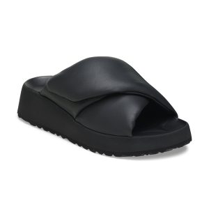 Theda Cross Strap Black Smooth Leather